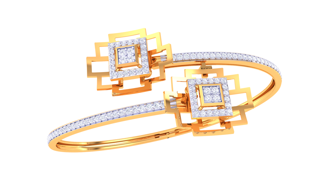 Glam 925 Silver Bangle for Girls – Designer Modern Bracelet in Rose Gold & Gold Finish