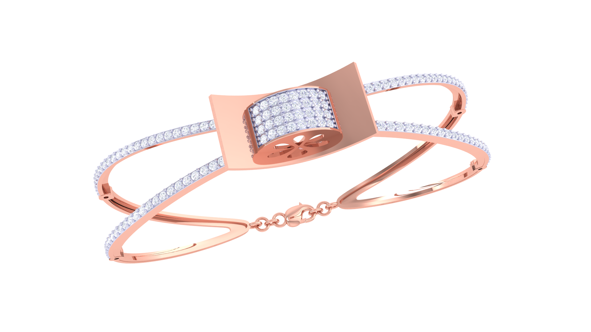 Elegant Charm 925 Silver Designer Bangle for Girls – Modern Dual-Line Bracelet in Rose Gold & Gold Finish