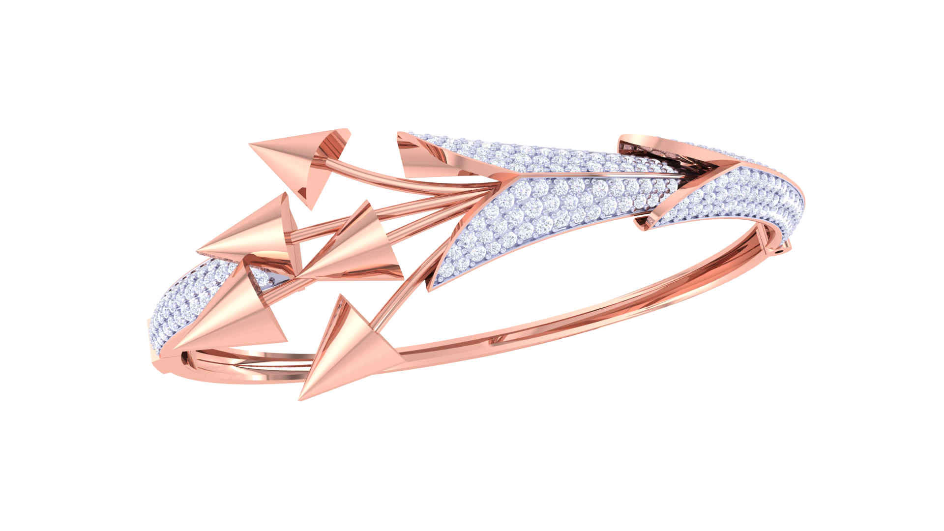 Bold Arrow Elegance 925 Silver Bangle for Girls – Modern Rose Gold & Gold Designer Bracelet