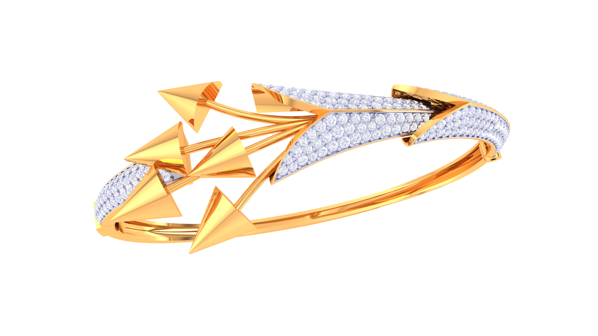 Bold Arrow Elegance 925 Silver Bangle for Girls – Modern Rose Gold & Gold Designer Bracelet