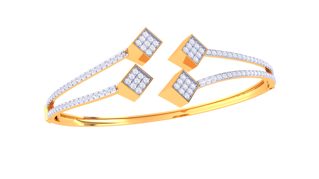 Sparkle 925 Silver Bangle for Girls – Stylish Gold & Rose Gold Designer Bracelet