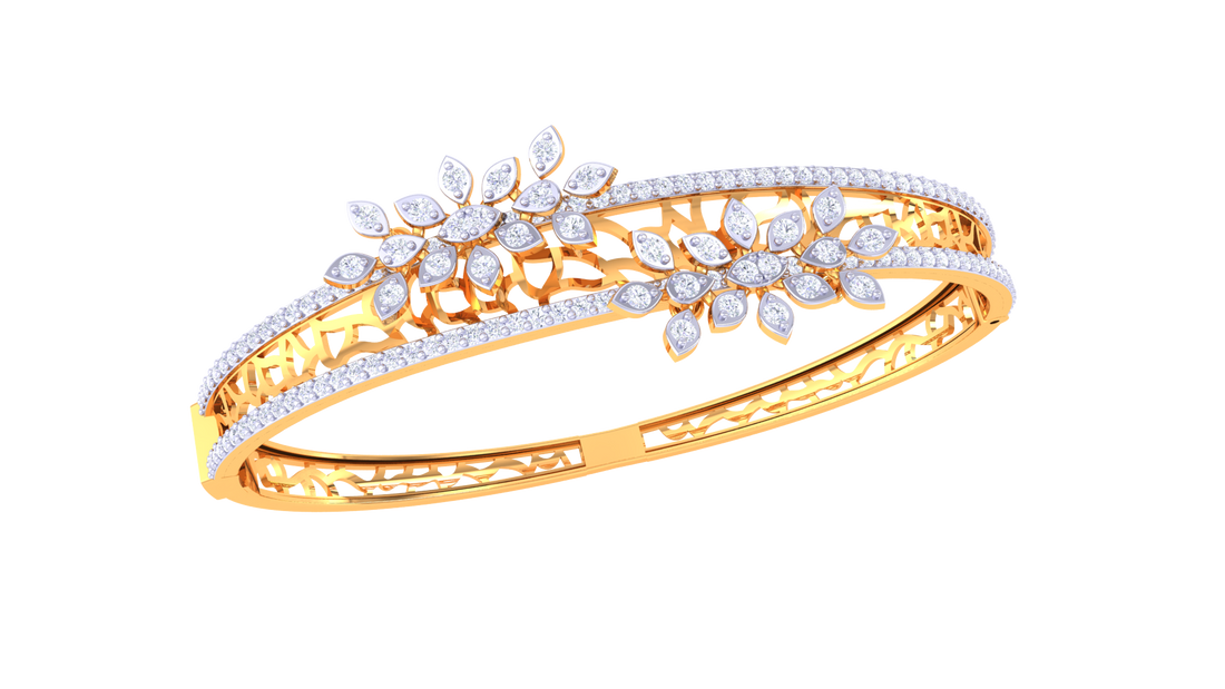 Floral Bloom 925 Silver Designer Bangle for Girls