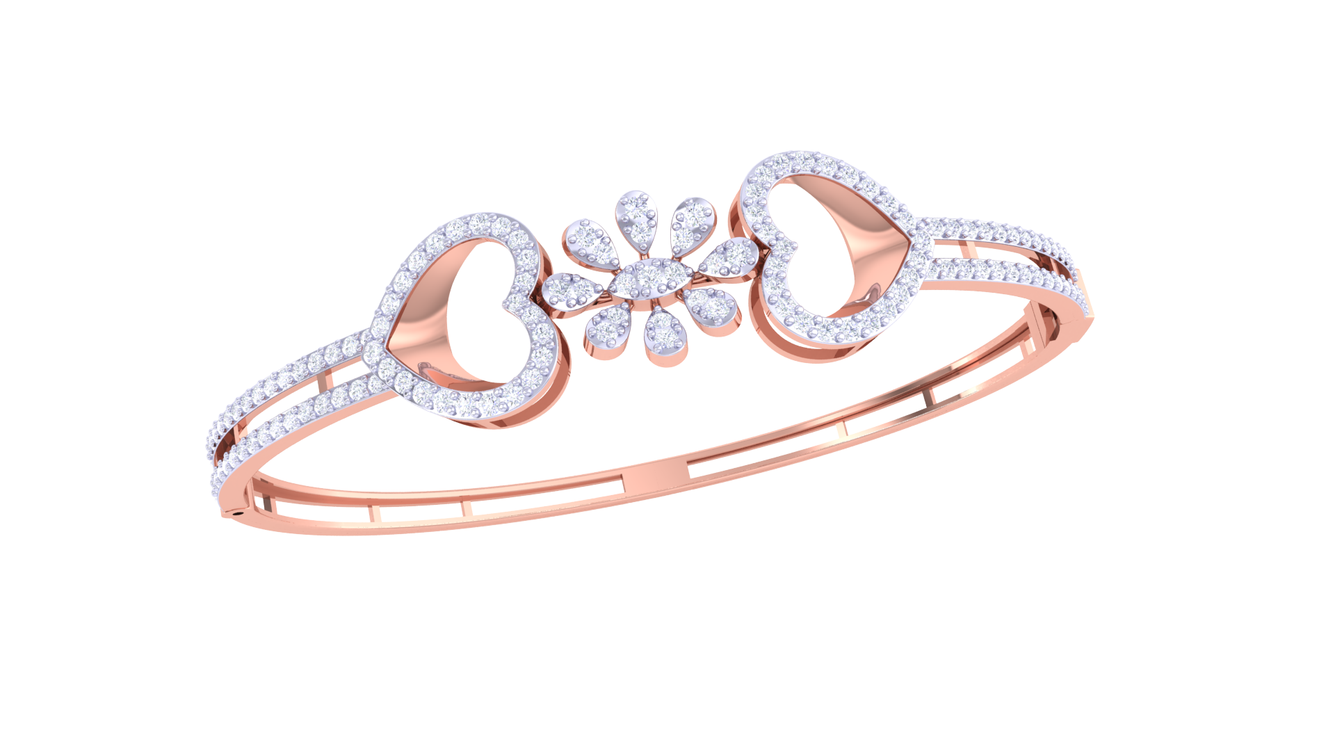 Heart Bloom 925 Silver Love Bangle for Girls