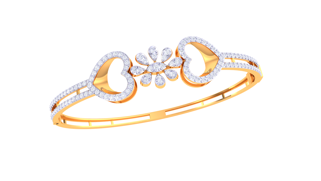 Heart Bloom 925 Silver Love Bangle for Girls