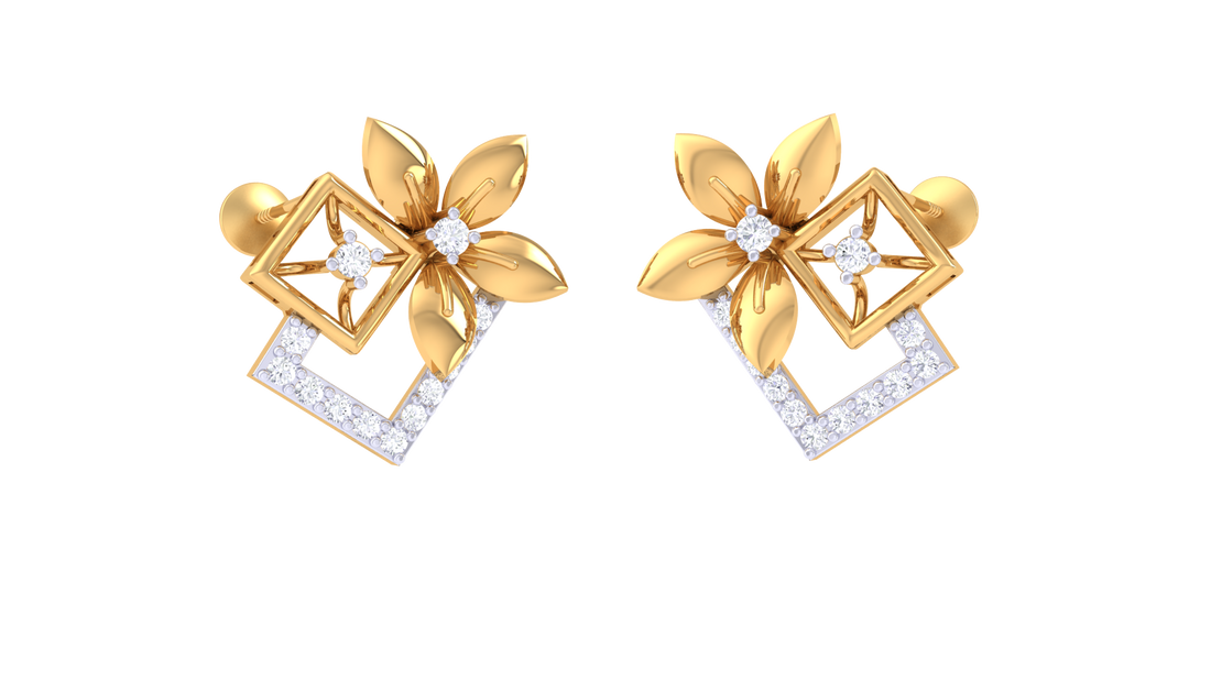 Blossom Charm 925 Silver Rose Gold Earrings