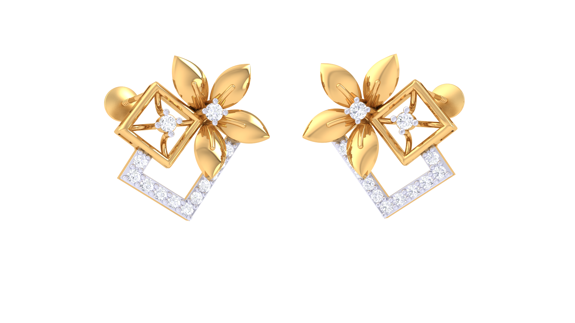 Blossom Charm 925 Silver Rose Gold Earrings