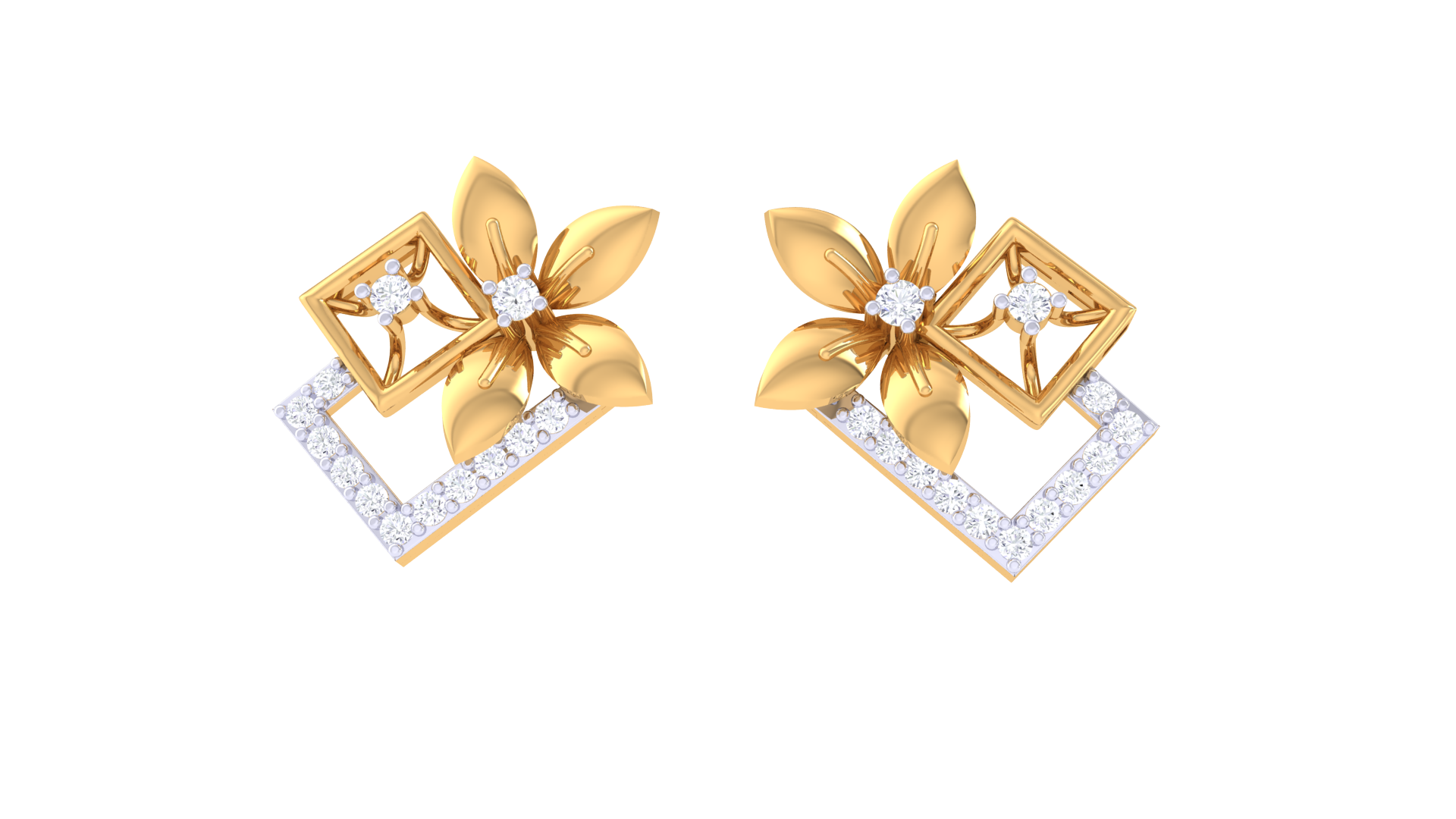 Blossom Charm 925 Silver Rose Gold Earrings