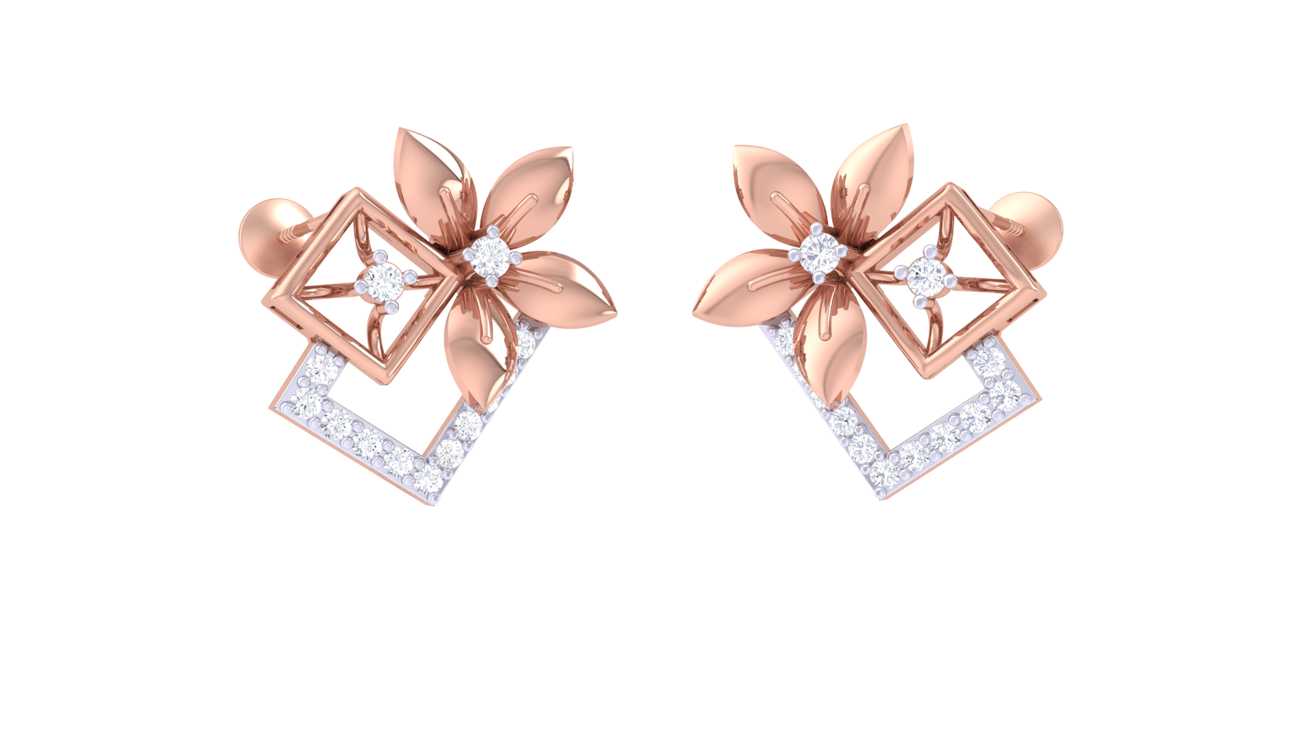 Blossom Charm 925 Silver Rose Gold Earrings