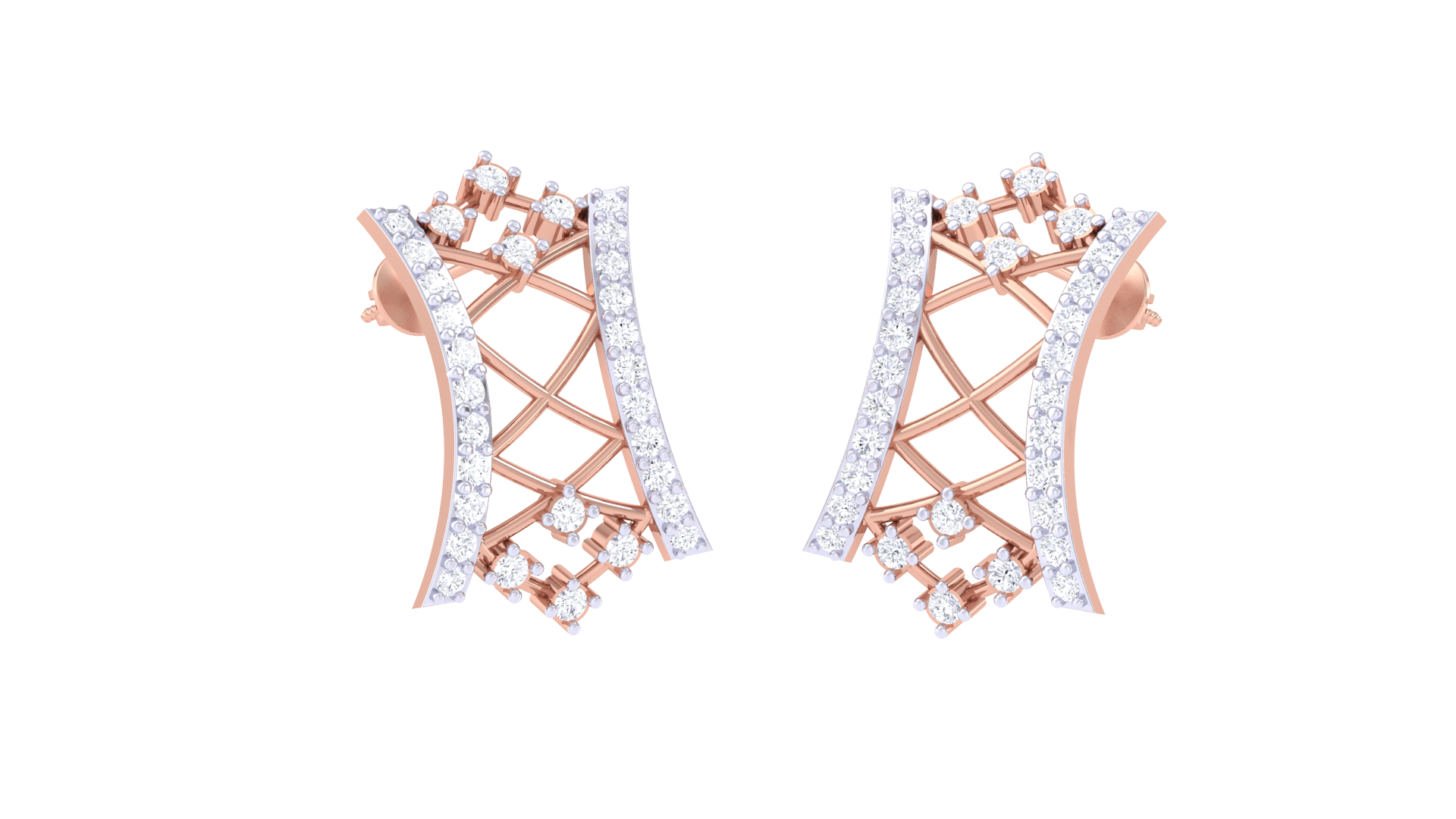 Lattice Grace 925 Silver Rose Gold Earrings