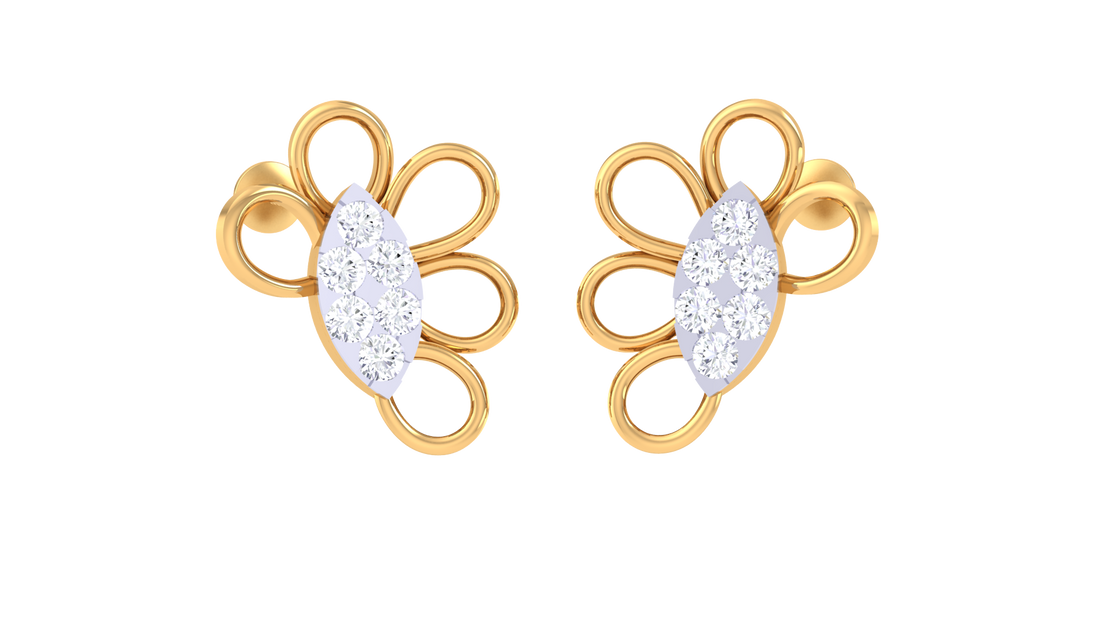 Petal Sparkle 925 Silver Rose Gold Earrings