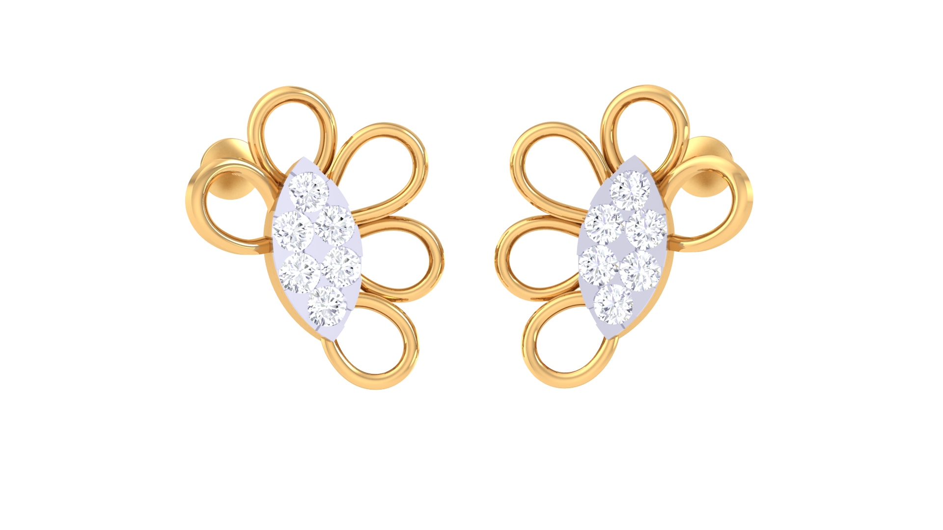 Petal Sparkle 925 Silver Rose Gold Earrings