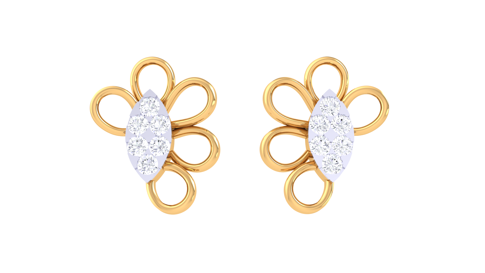Petal Sparkle 925 Silver Rose Gold Earrings
