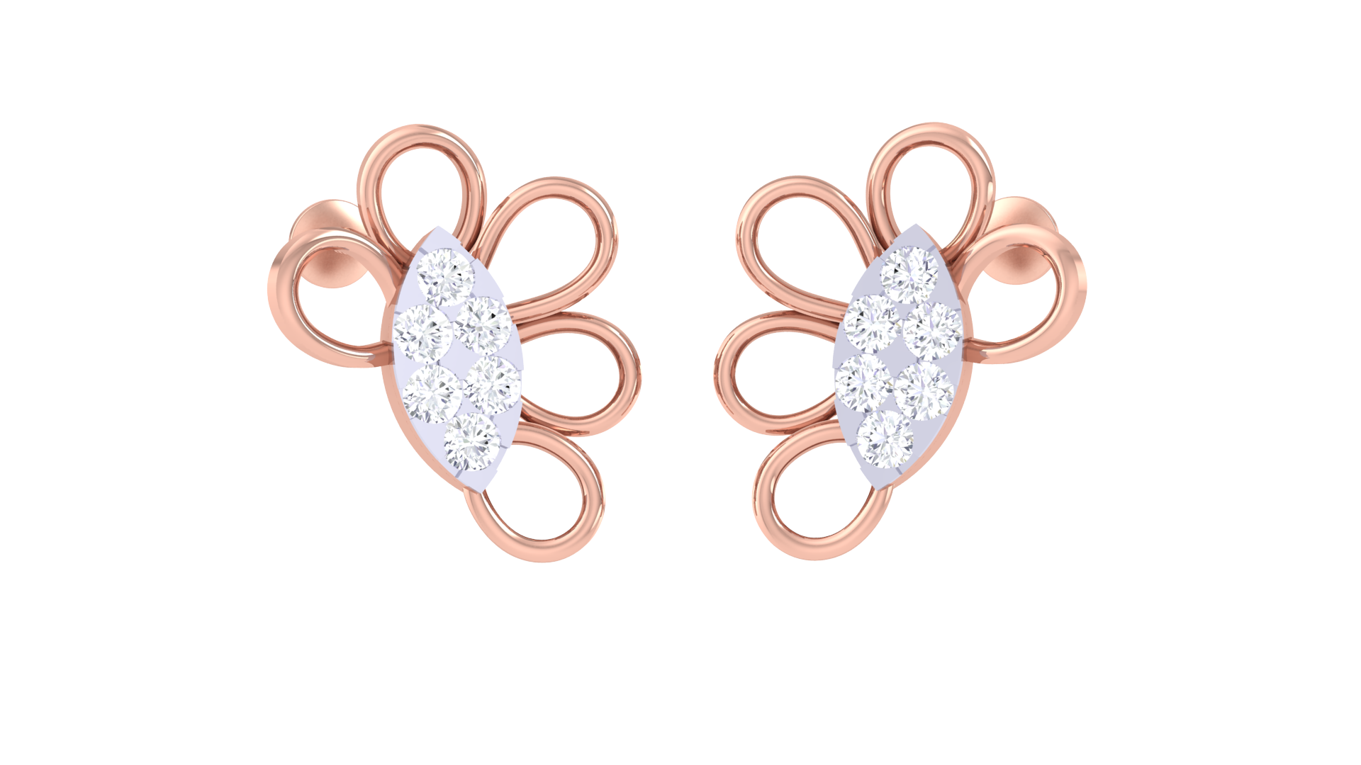 Petal Sparkle 925 Silver Rose Gold Earrings