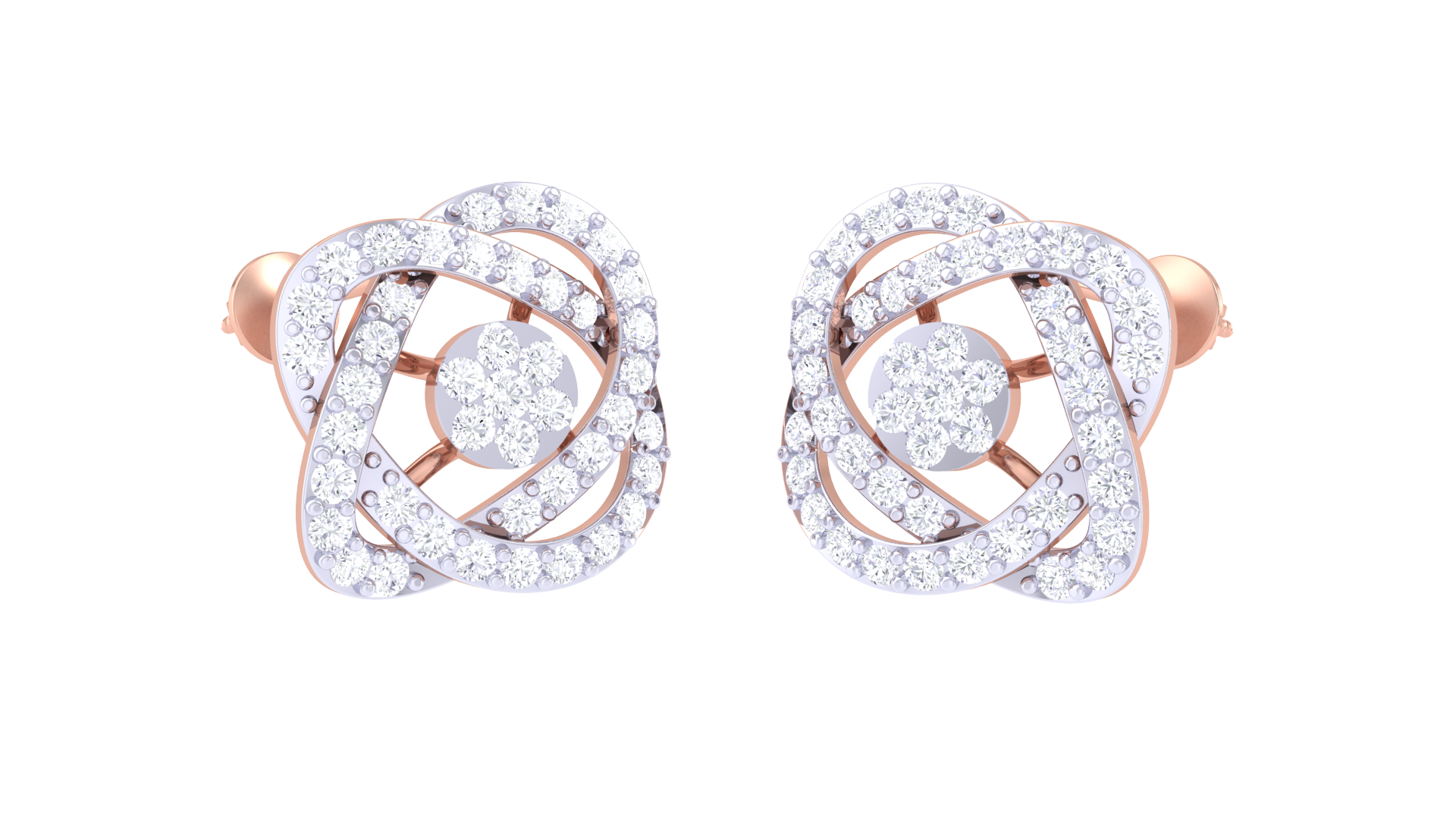 Twilight Bloom 925 Silver Rose Gold Earrings