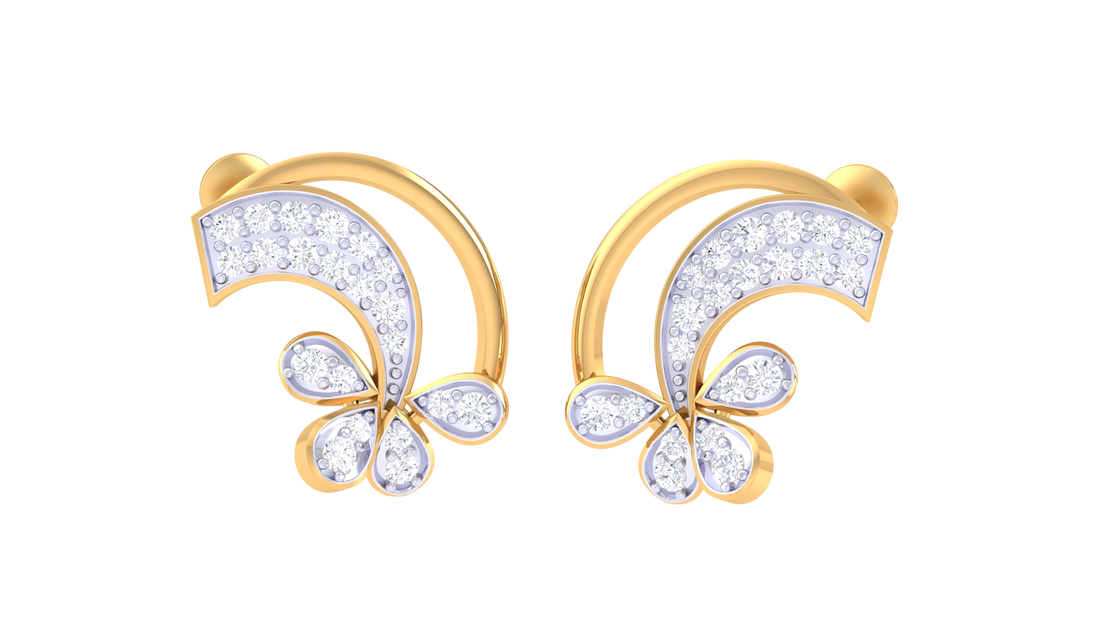 Celestial Curve 925 Silver Rose Gold Earrings
