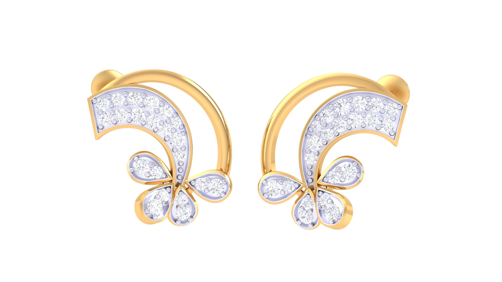 Celestial Curve 925 Silver Rose Gold Earrings