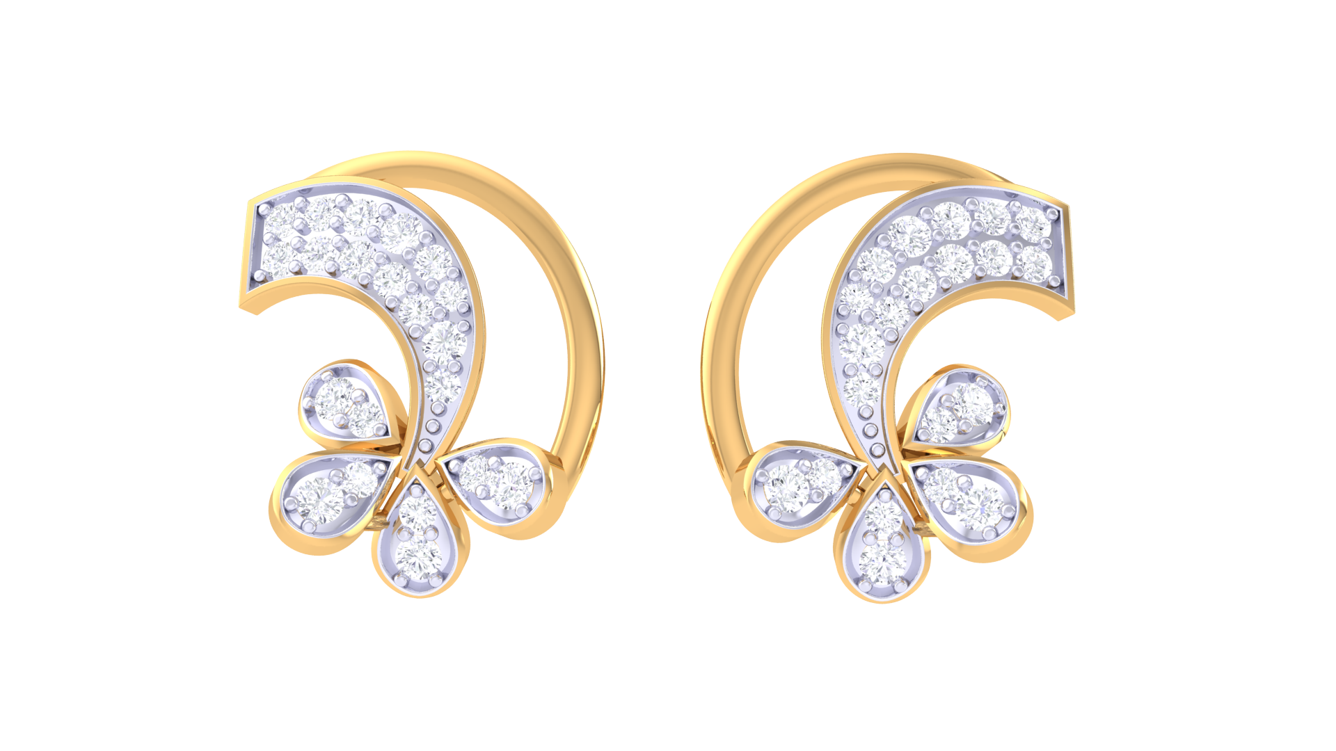 Celestial Curve 925 Silver Rose Gold Earrings