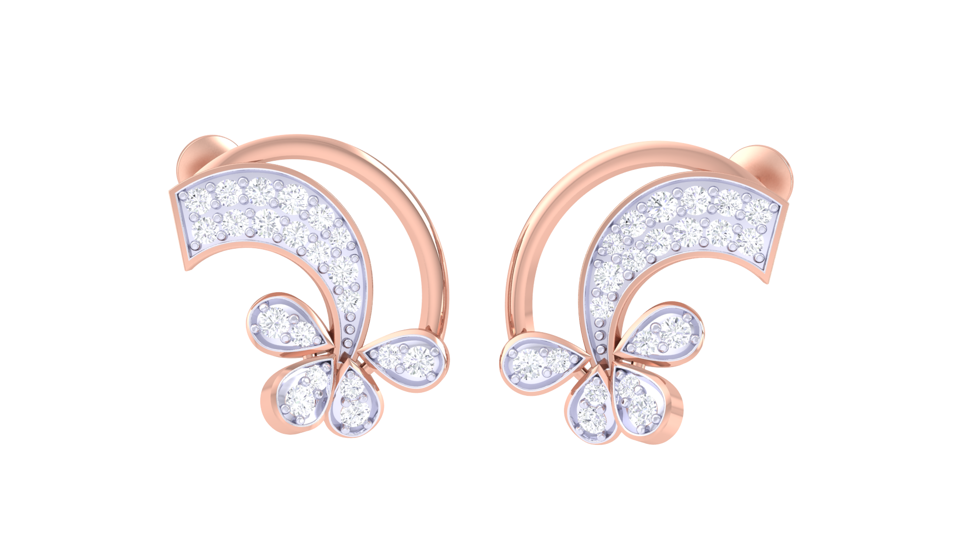 Celestial Curve 925 Silver Rose Gold Earrings