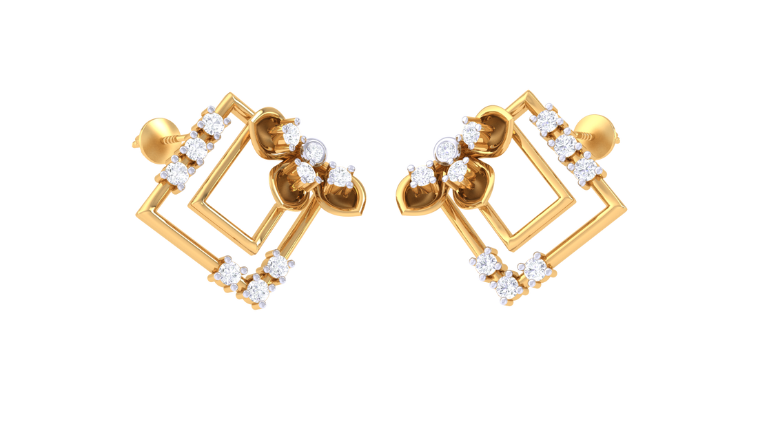 Geometric Bloom 925 Silver Rose Gold Earrings