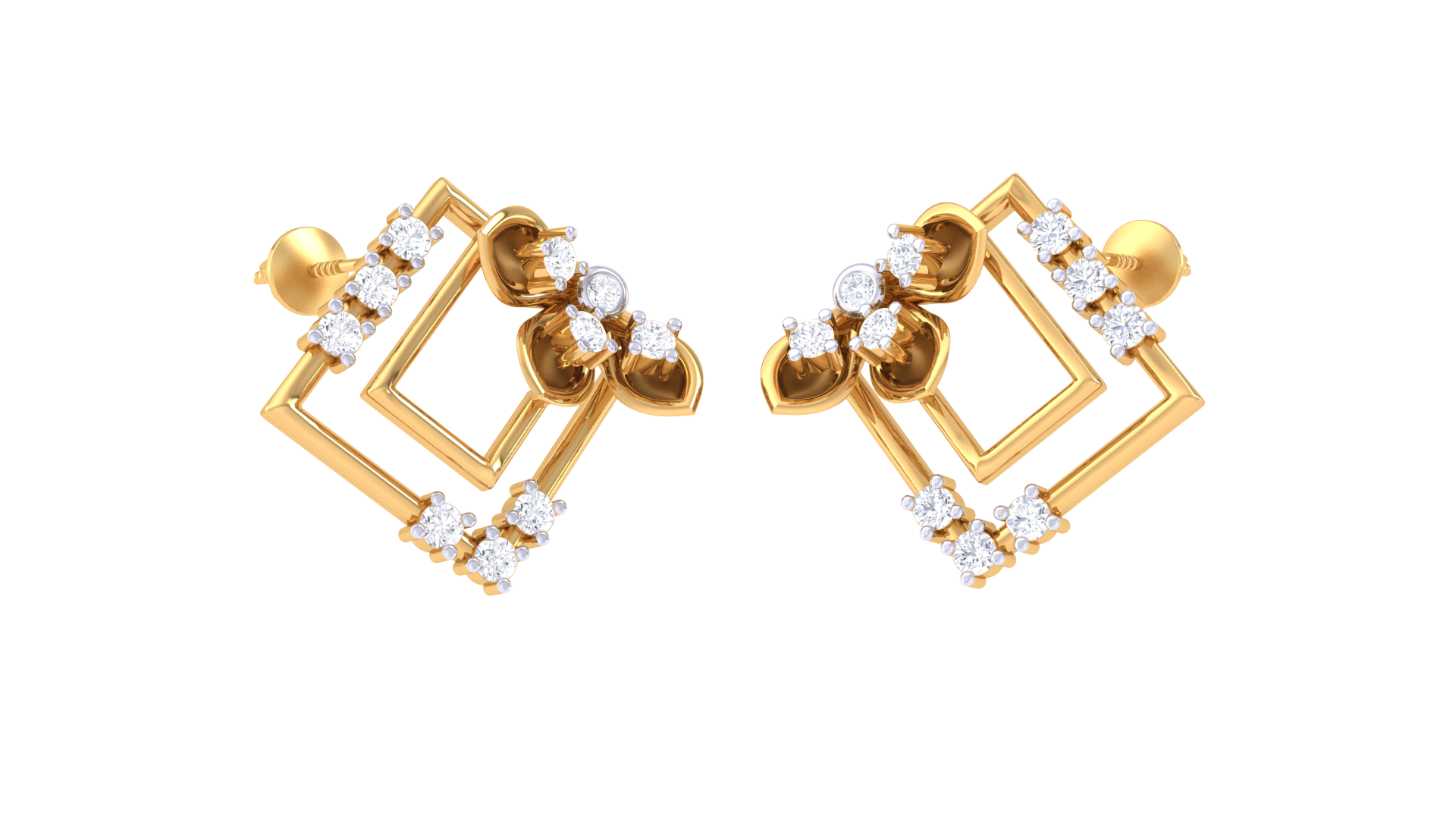 Geometric Bloom 925 Silver Rose Gold Earrings