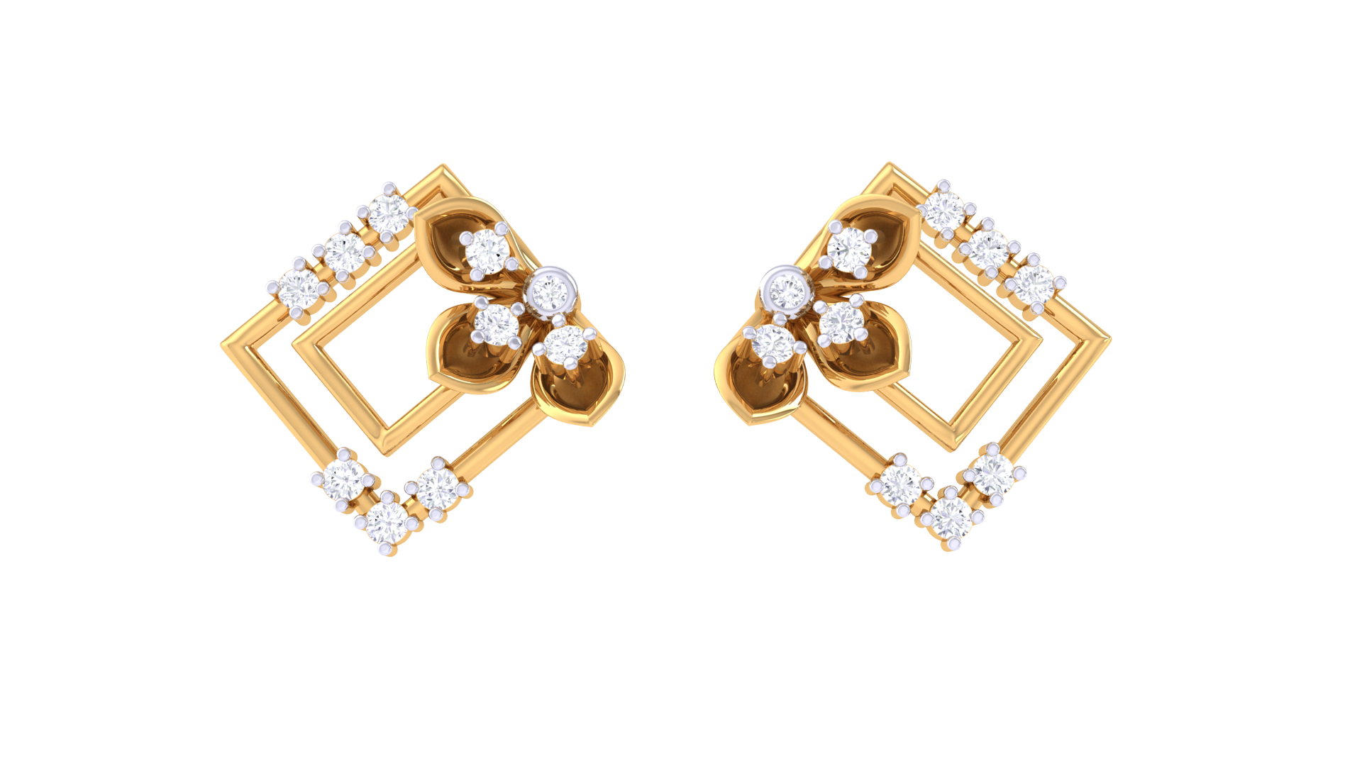 Geometric Bloom 925 Silver Rose Gold Earrings