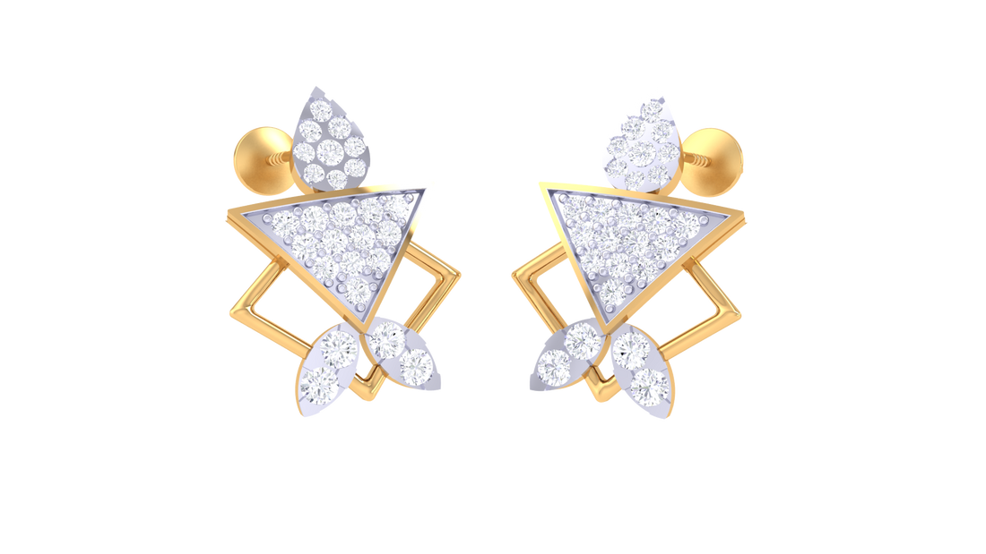 925 Silver Leaf Triangle Traditional Earrings for Girls & Women