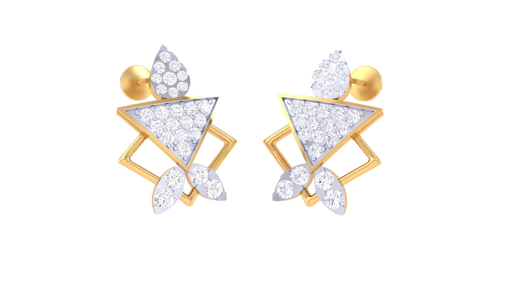 925 Silver Leaf Triangle Traditional Earrings for Girls & Women