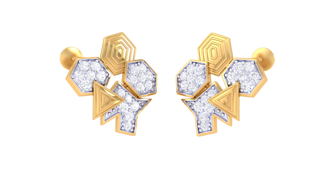 elegant rose gold 925 silver geometric diamond earrings for girls