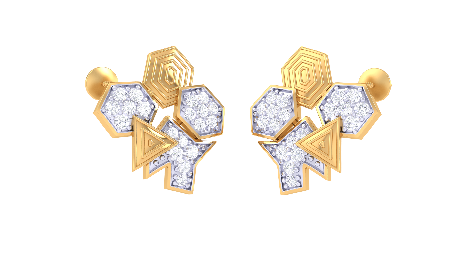 elegant rose gold 925 silver geometric diamond earrings for girls