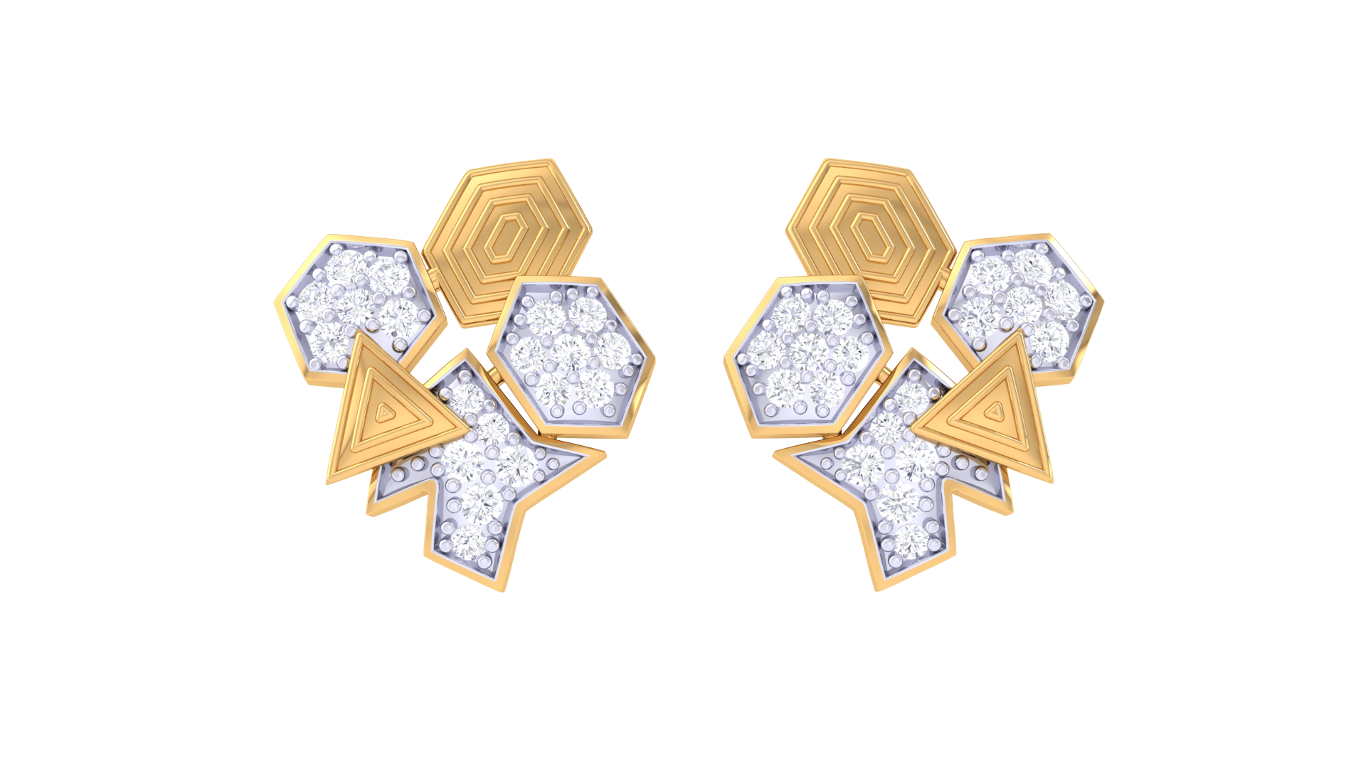 elegant rose gold 925 silver geometric diamond earrings for girls