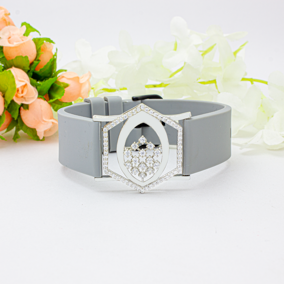 295 Silver Jasmine Drop Bracelet – Hexa Floral Grace in Silver Shine