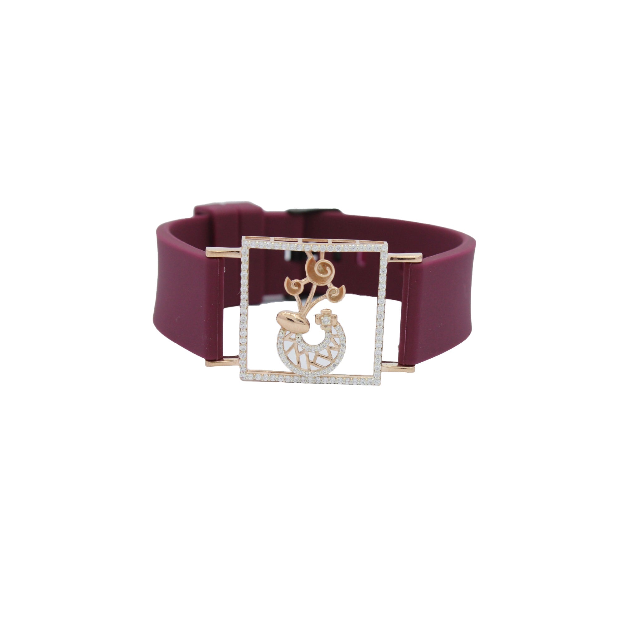 295 Silver Lotus Bloom Bracelet – Royal Floral Charm in Rose Gold
