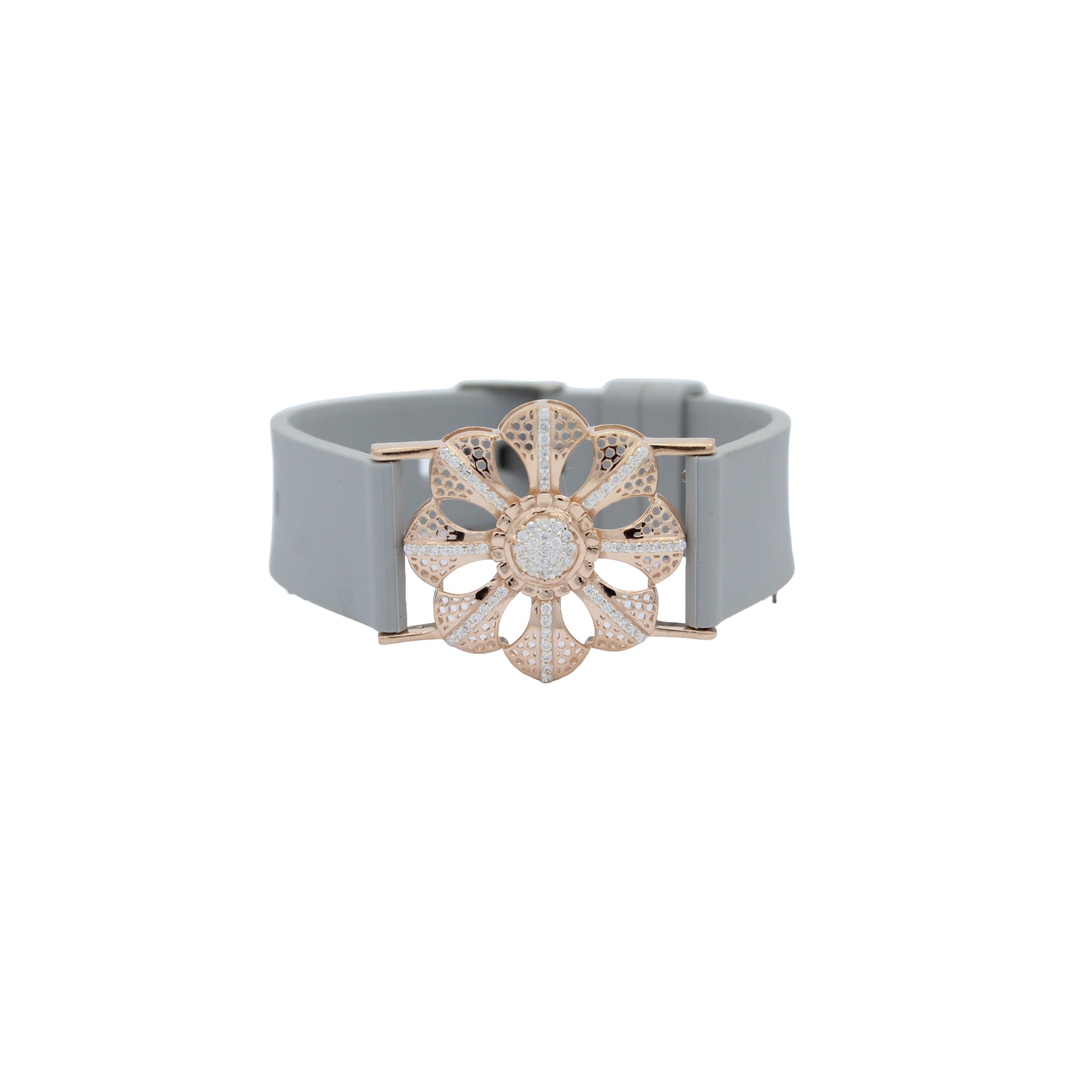 295 Silver Blossom Petal Bracelet – Traditional Rose Gold Elegance