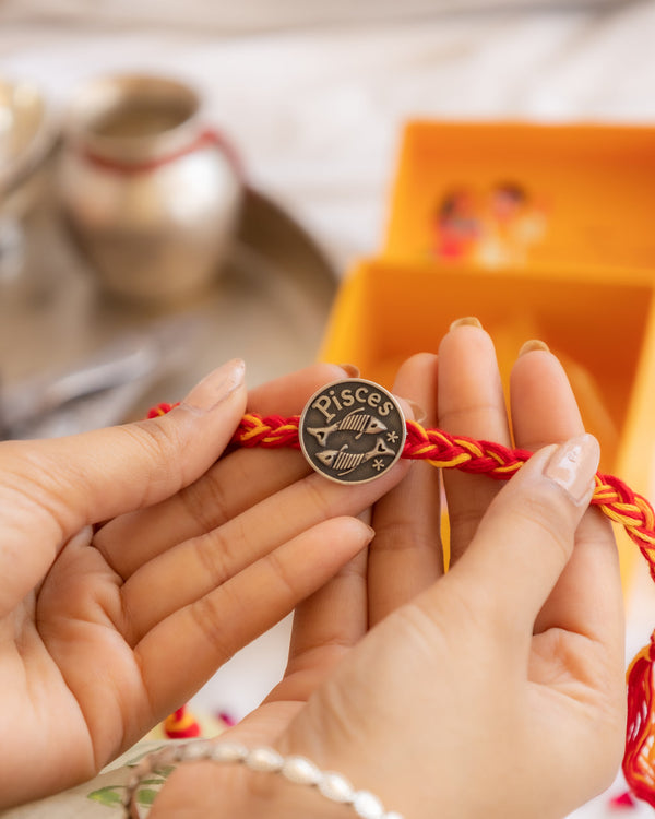 Pisces Zodiac Rakhi in 92.5 Silver – Personalized Astrology Rakhi for Brother