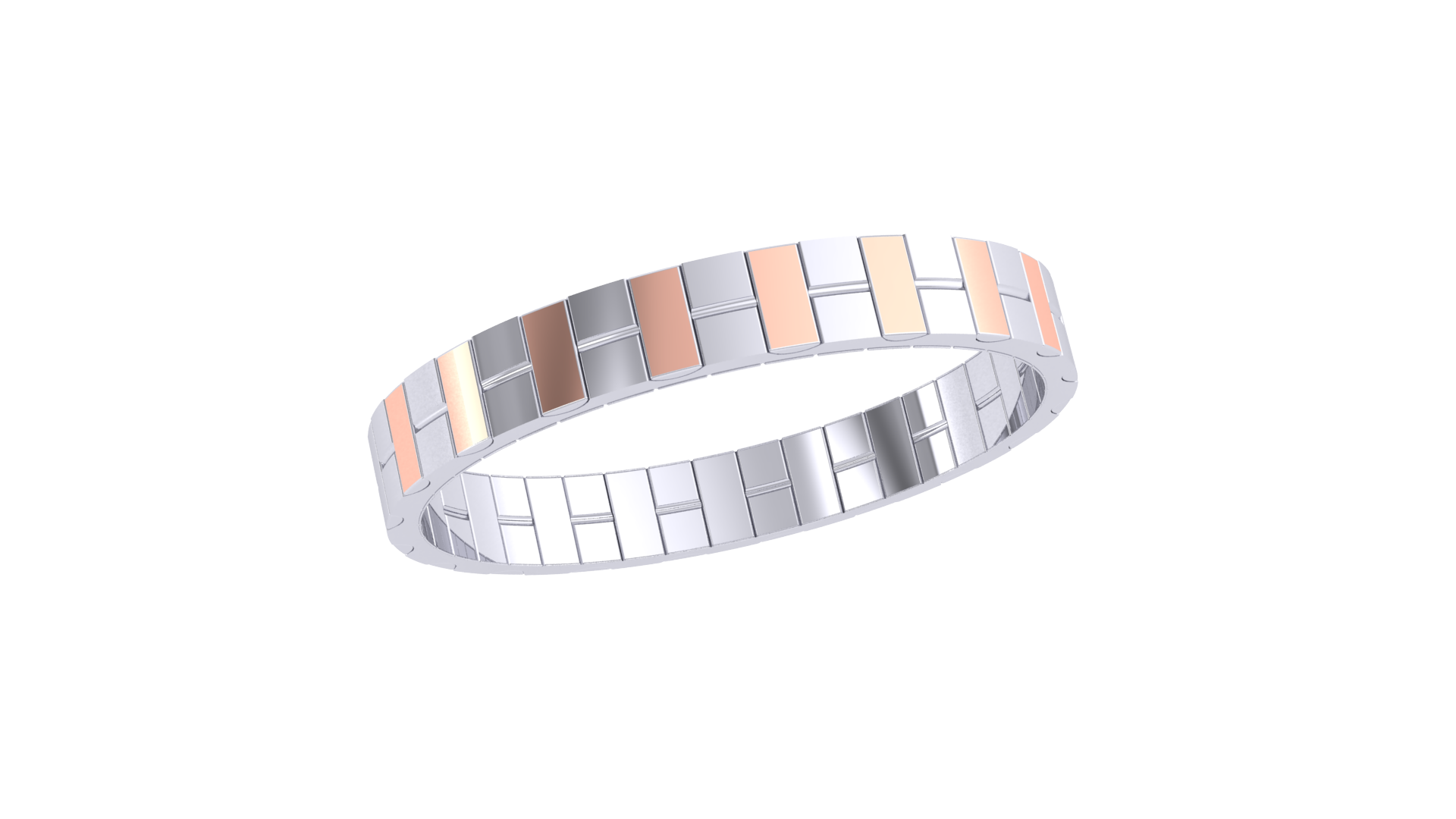 Timeless Harmony 925 Silver Couple Rings – Tricolor Pattern Matching Bands for Him & Her
