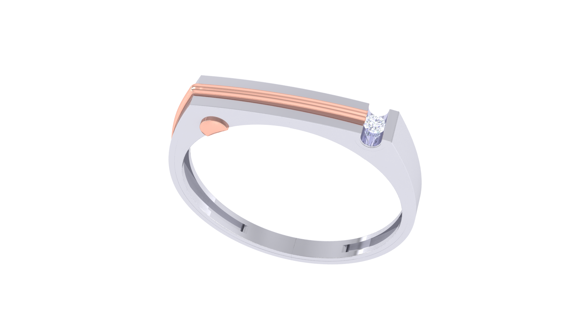 925 Sterling Silver Heartline Rectangular Couple Ring – Classic Promise Design