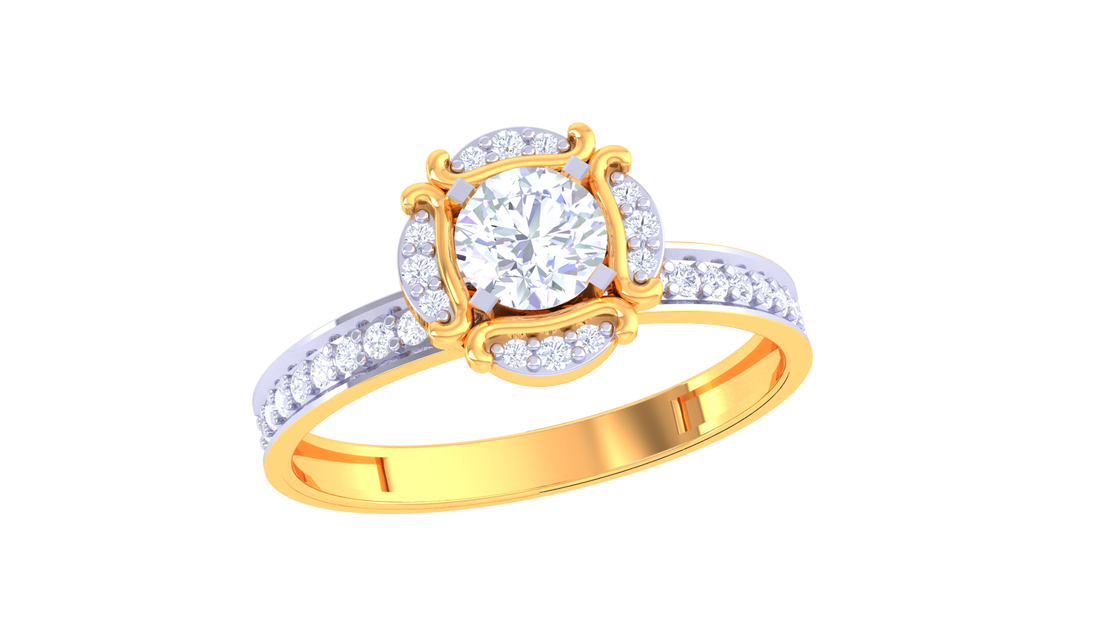 925 Silver Royal Round Solitaire Couple Ring – Traditional Floral Crown Design