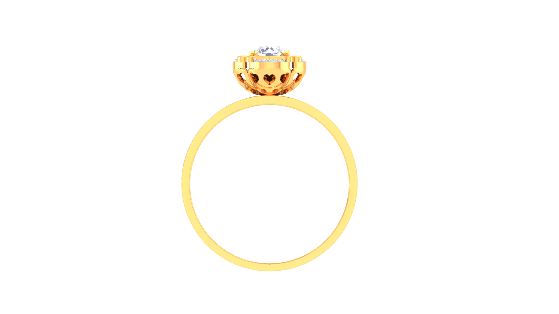 925 Silver Royal Round Solitaire Couple Ring – Traditional Floral Crown Design