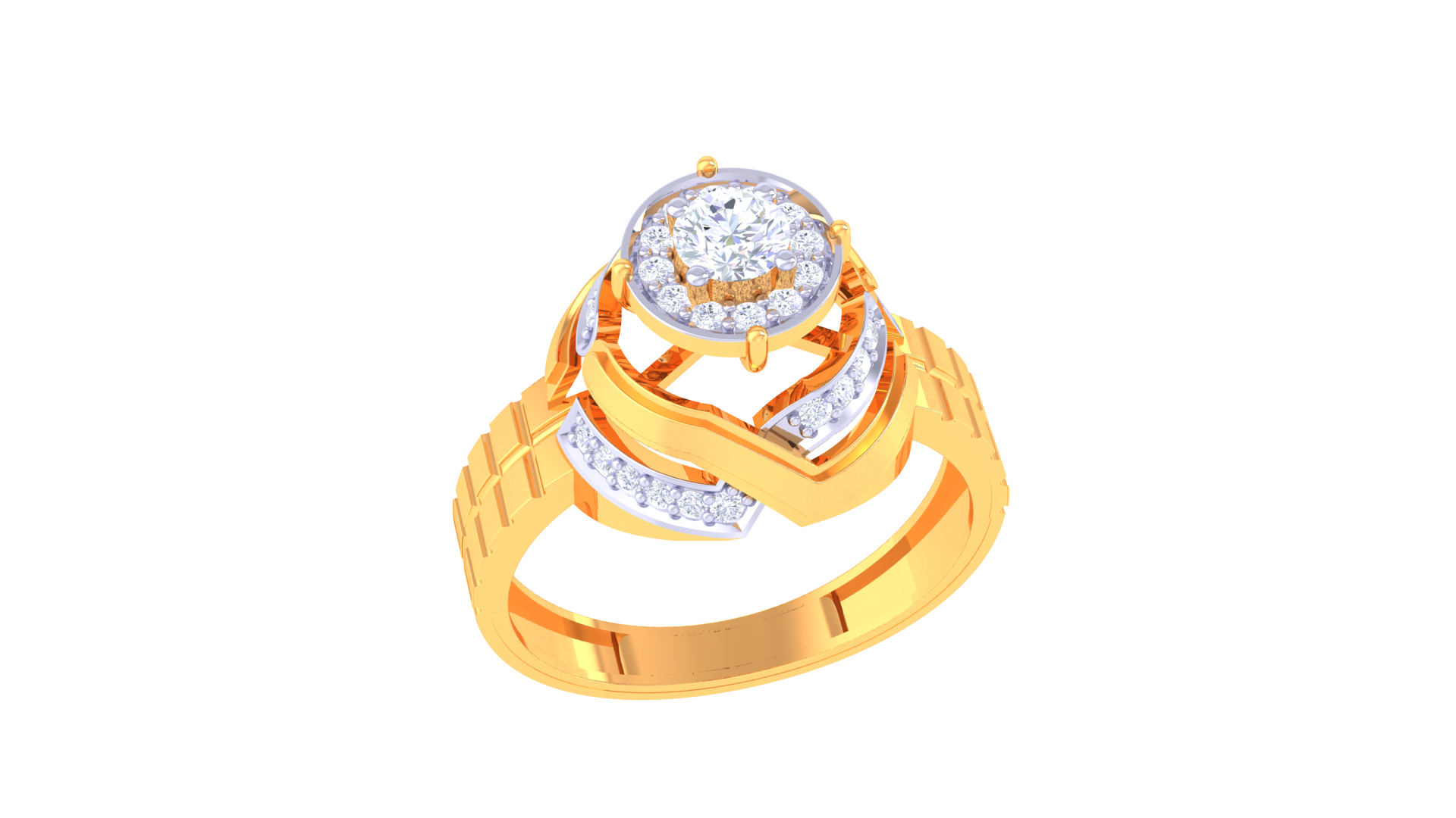 925 Silver V-Design Round Cut Engagement Ring – Traditional Couple Ring