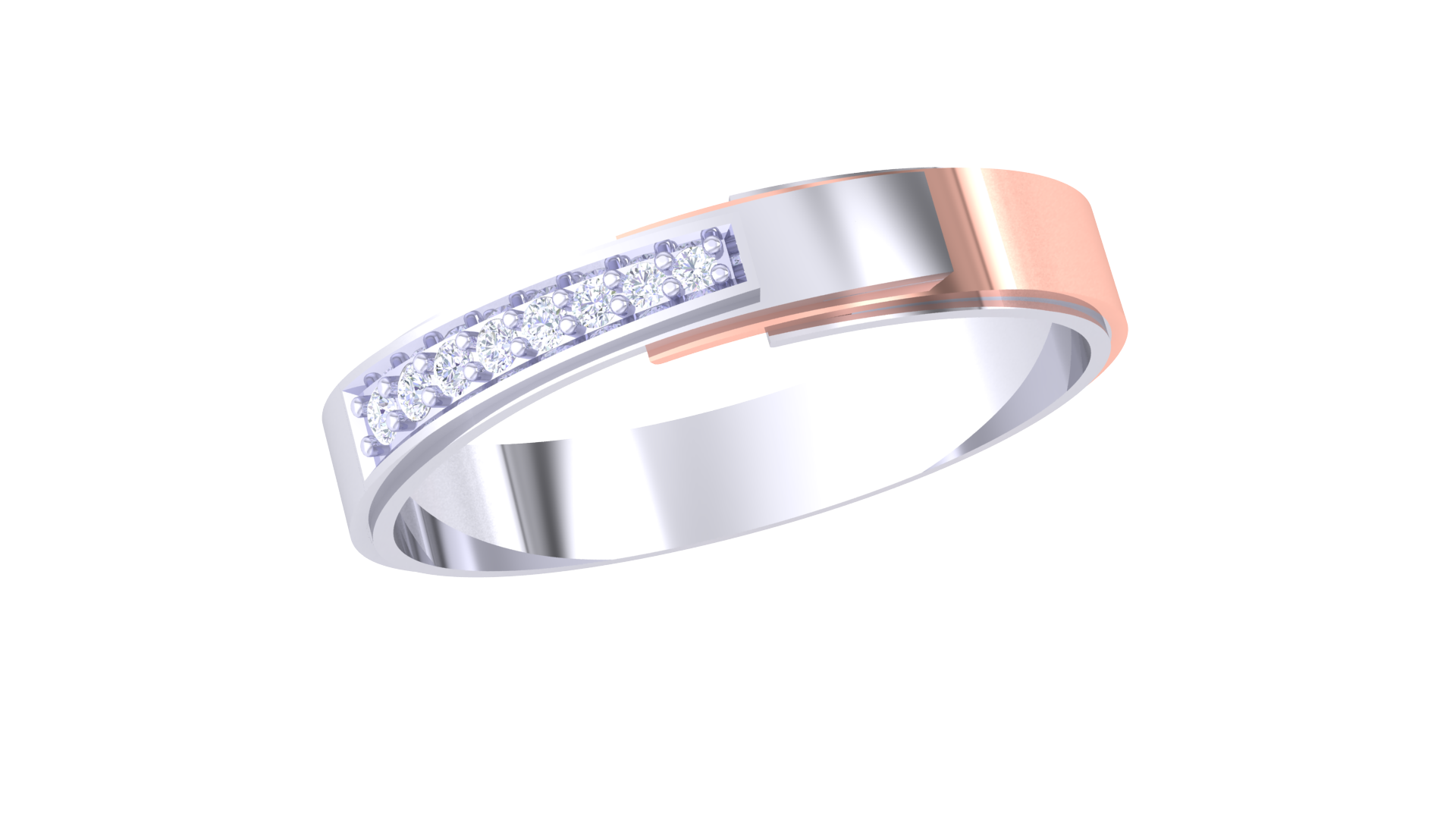 925 Silver Classic Half Eternity Couple Ring – Traditional Band Design