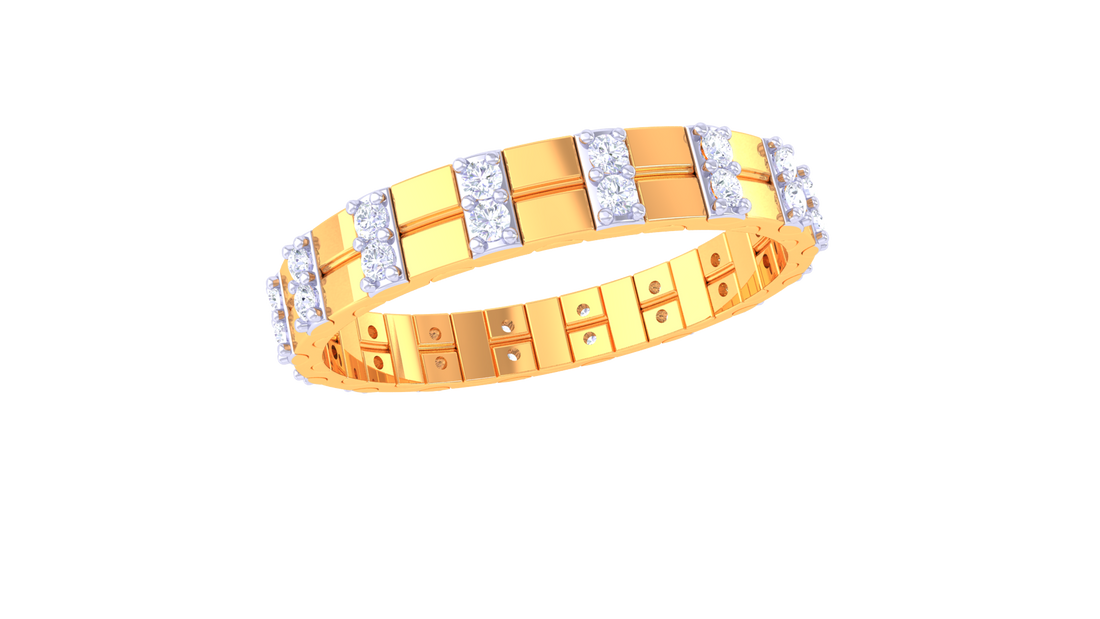 925 Silver Traditional Eternity Couple Ring – Full Diamond Band Design