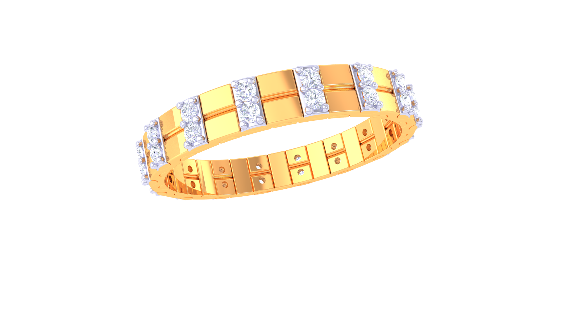 925 Silver Traditional Eternity Couple Ring – Full Diamond Band Design