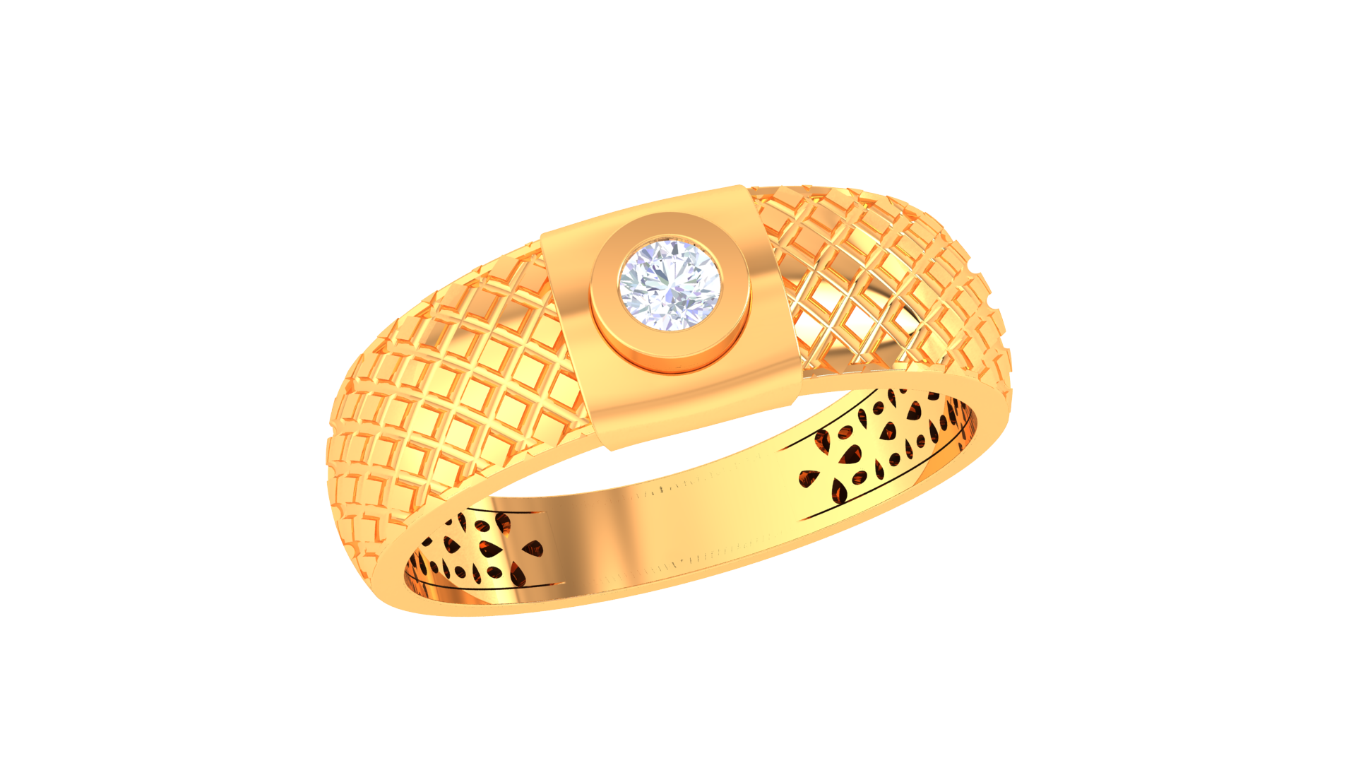 925 Silver Grid Crown Couple Ring – Traditional Dome Shape