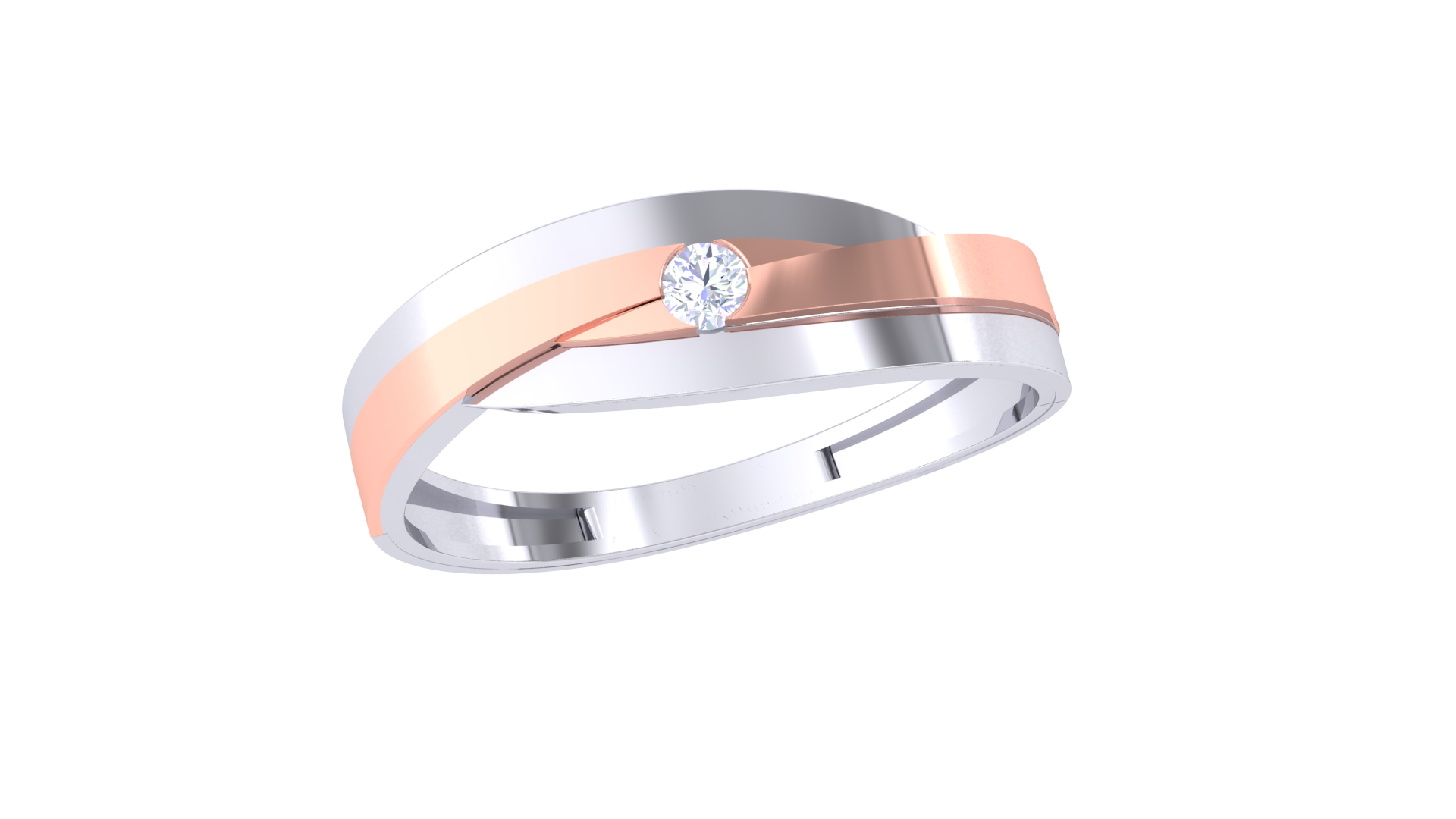 925 Silver Traditional Crossover Couple Ring with Solitaire Stone