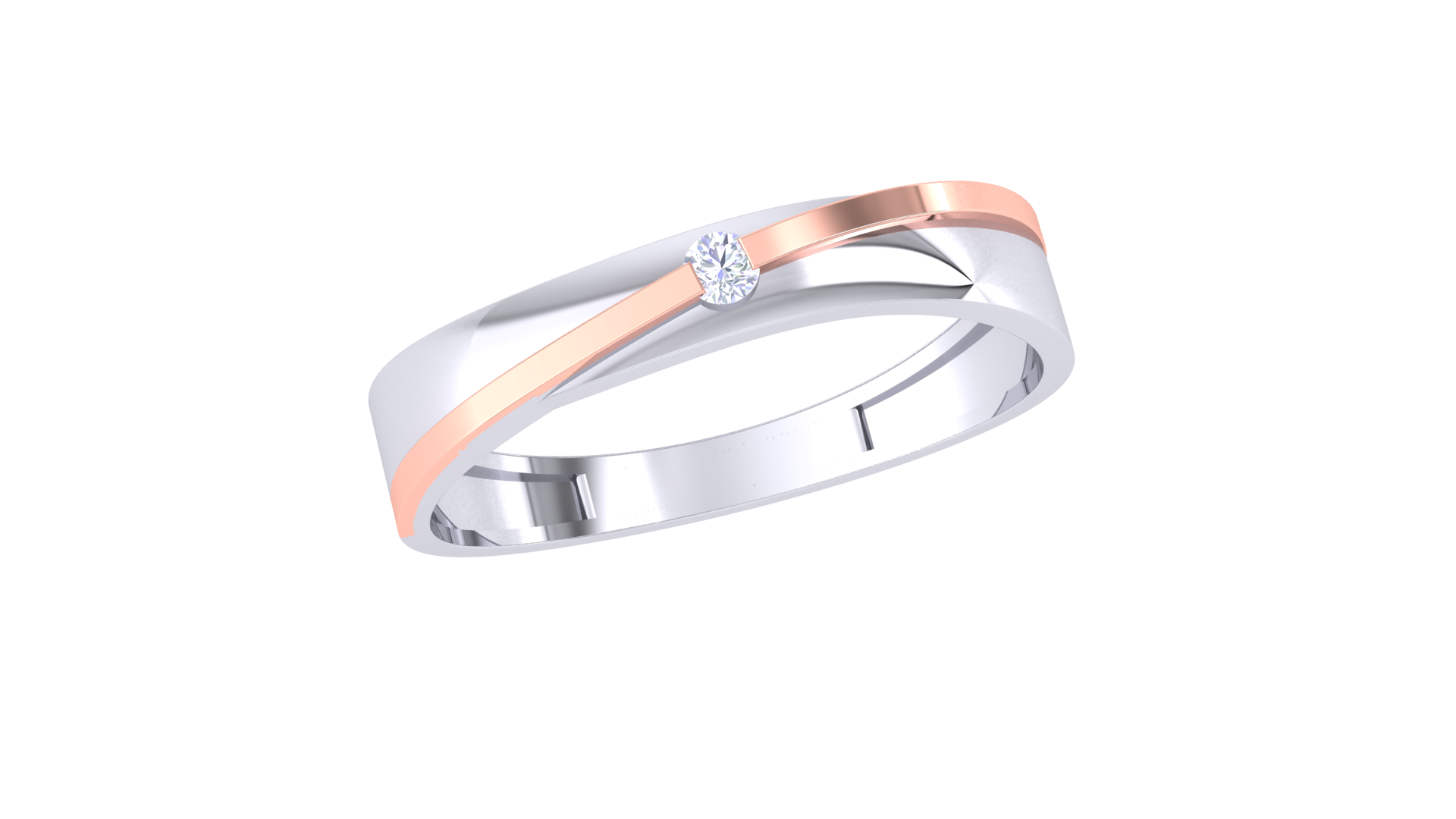 925 Silver Minimalist Traditional Couple Ring with Rose Gold Accent