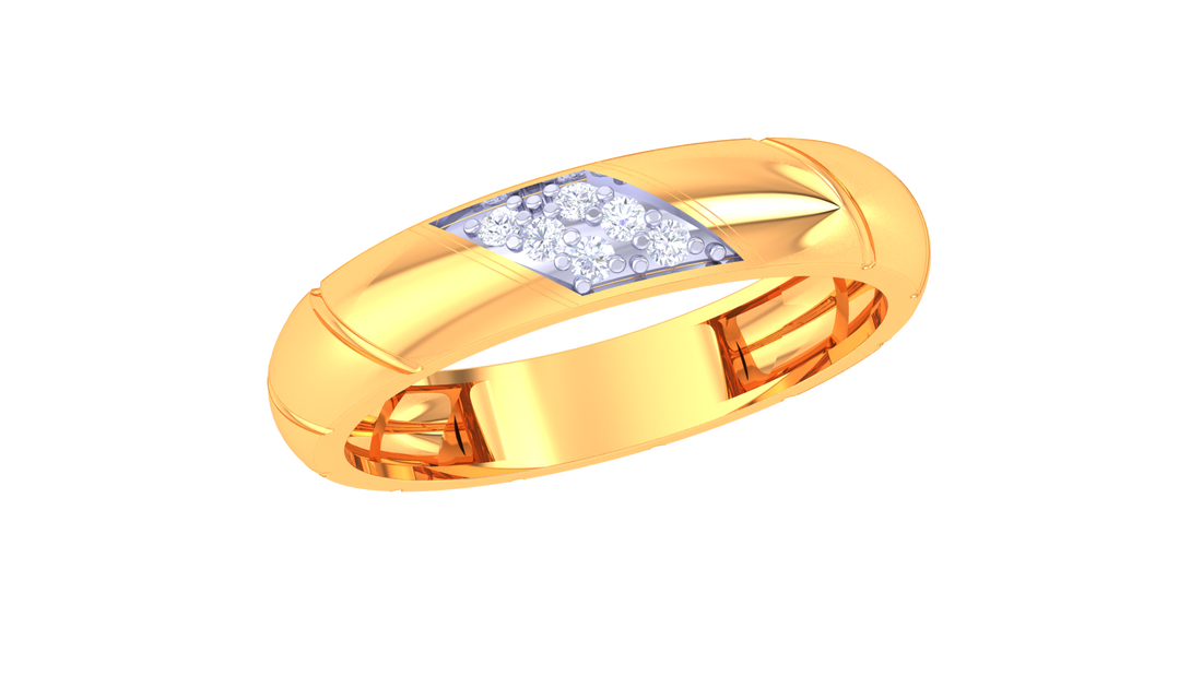 925 Silver Traditional Band Style Couple Ring with Cluster Diamond Setting