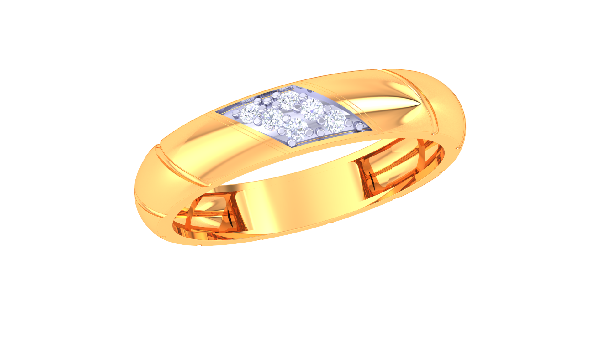 925 Silver Traditional Band Style Couple Ring with Cluster Diamond Setting