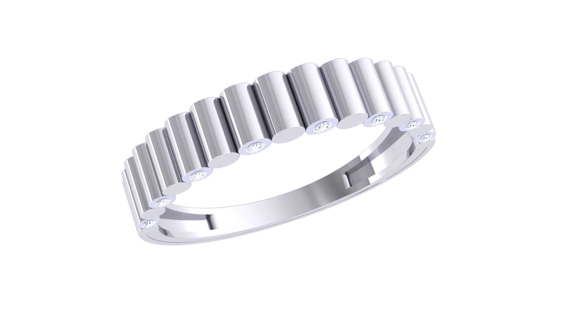 925 Silver Traditional Gear-Inspired Couple Band Ring with Modern Diamond Detailing
