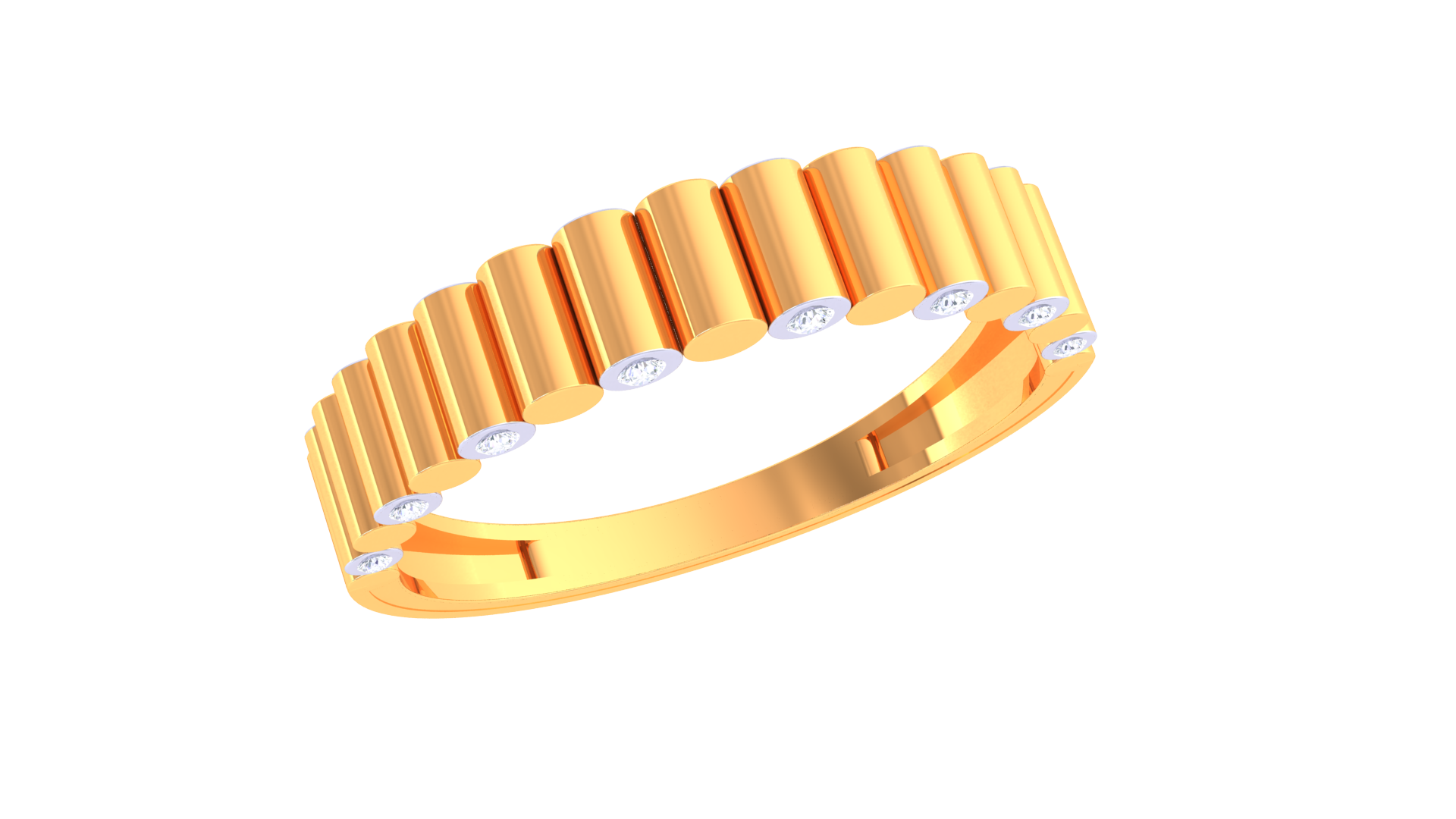 925 Silver Traditional Gear-Inspired Couple Band Ring with Modern Diamond Detailing