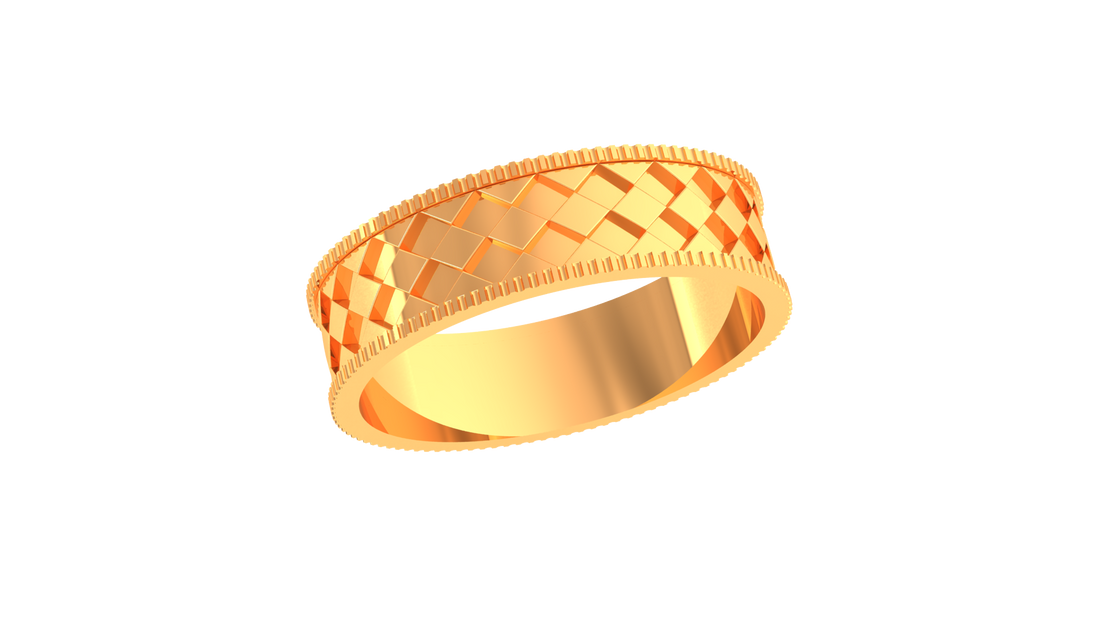 925 Silver Traditional Checkered Rose Gold Couple Ring – Classic Love Band